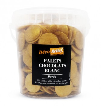 Palets de chocolat blanc dorées