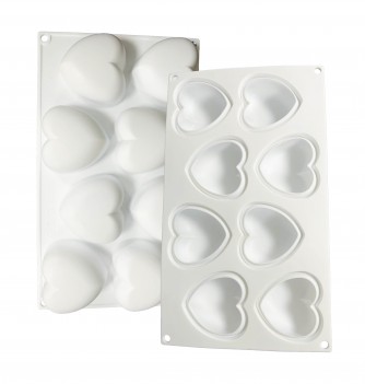 Moule Gâteau Silicone Coeurs - 8pcs - Effet 3D