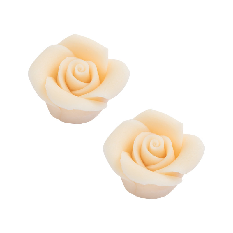 Box of 24 White Marzipan Roses – 24mm