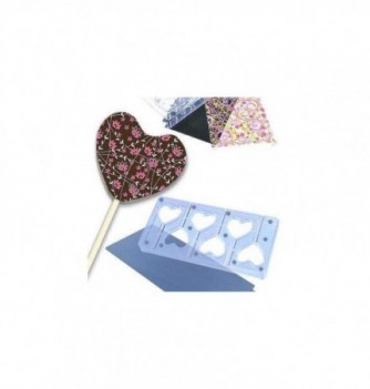 Chocolate mold lollipops 6 hearts 50x40x6mm
