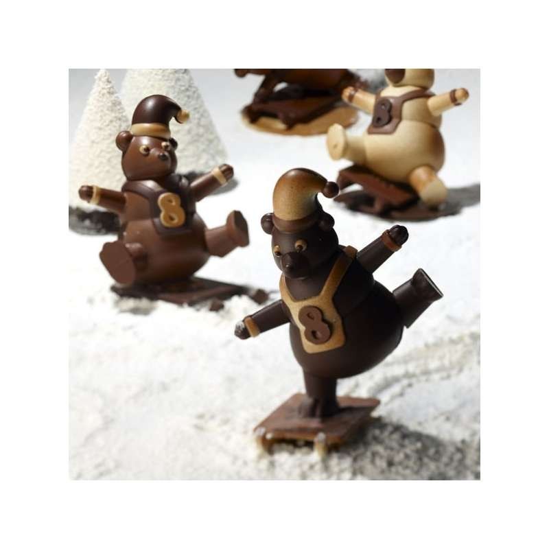Chocolate Mould - Set of 2 Sledging Bear