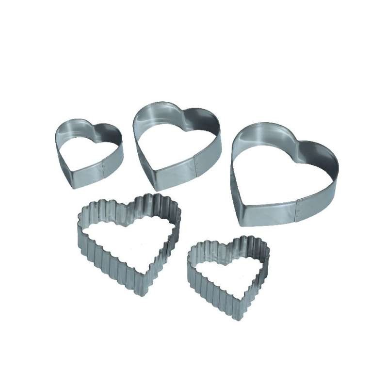 Smooth (x3) & Jagged (x2) Hearts Cutters