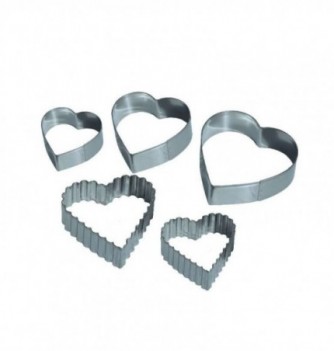 Smooth (x3) & Jagged (x2) Hearts Cutters