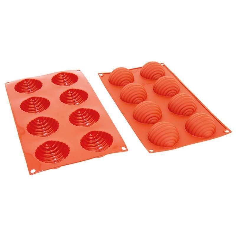 Moule Gâteau Silicone Demi-Sphère Rayée Décoflex - 8pcs