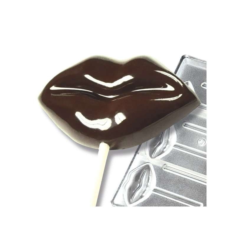 Lollipop Chocolate Mould - Lips  (x6 - 67x36x13)