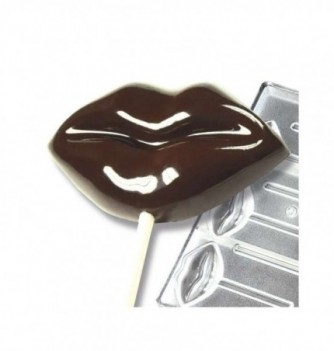 Lollipop Chocolate Mould - Lips  (x6 - 67x36x13)