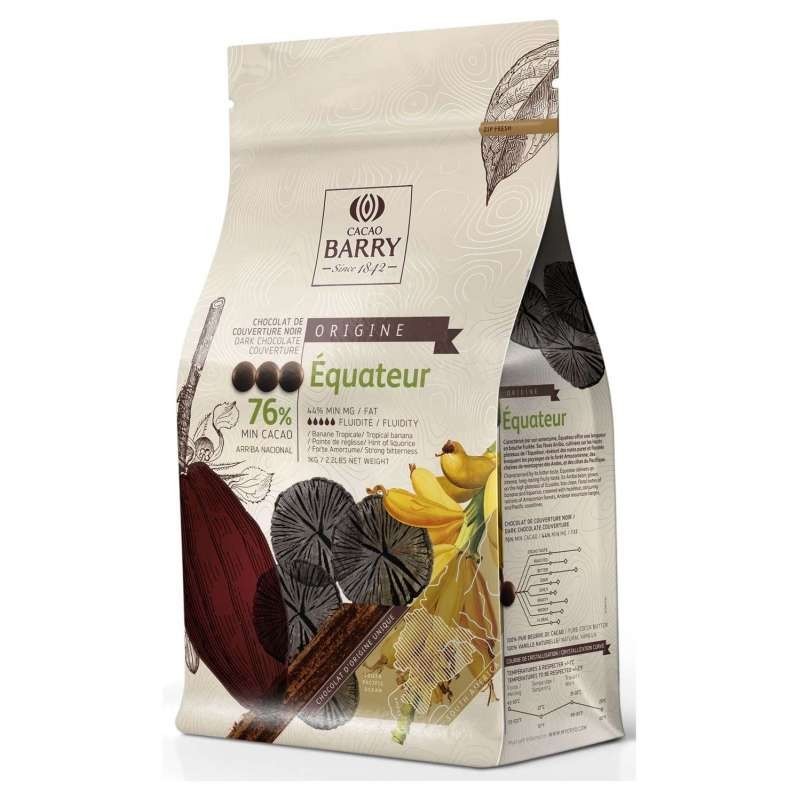 Chocolat de Couverture 1kg Barry - Noir Equateur 76% Cacao