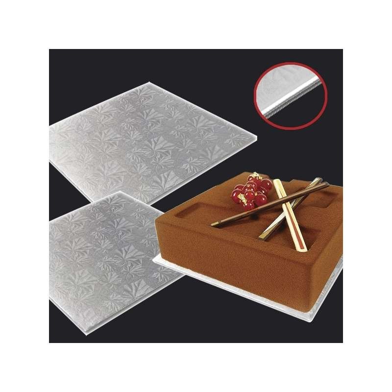 Silver Thick Square Cardboard Cake Base - 20x20 cm