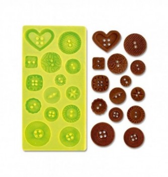 Silicone mold - Fun Buttons x11 diam. 9 to 23mm
