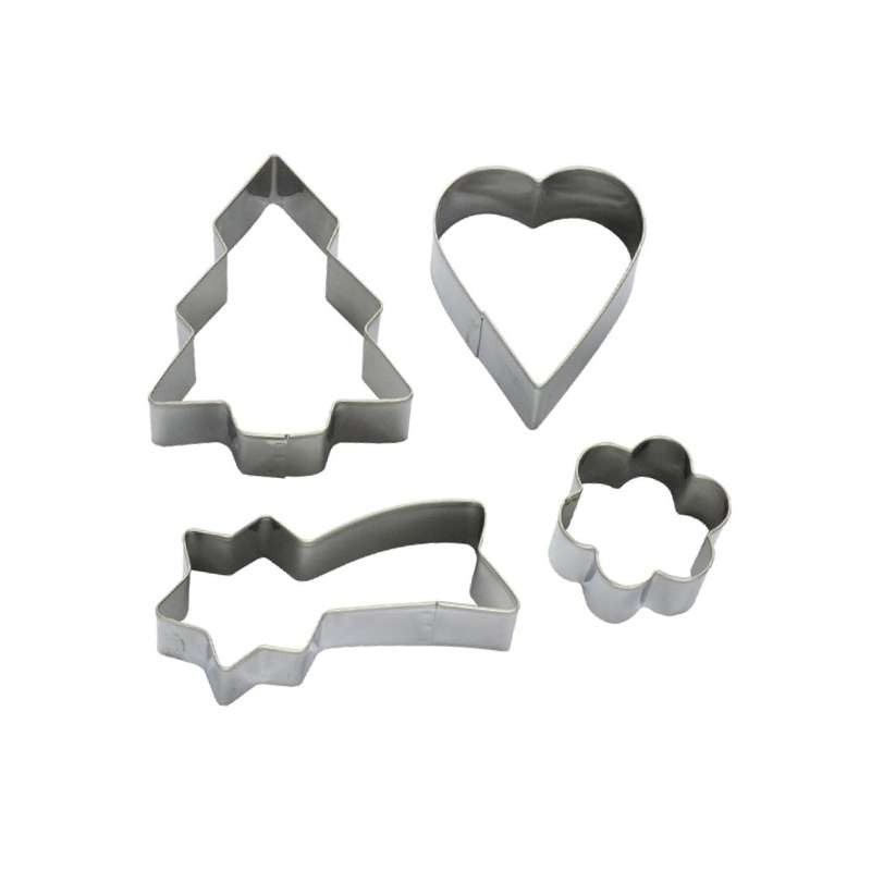 Christmas Theme Cutters: Stars, Christmas Tree, Heart, Flower.