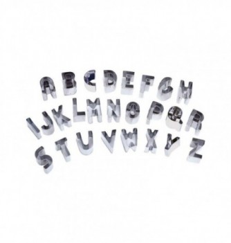 Lot de 26 lettres de l'alphabet - découpoir en inox pour biscuit