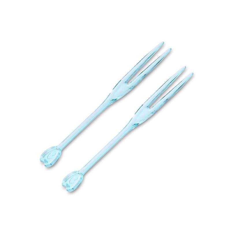 100 Mini-Fourchettes à 2 dents en plastique translucide