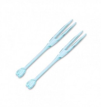 Mini-Fourchettes à 2 dents en plastique translucide 