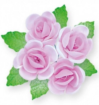 Gumpaste Flowers - Pink flowers with leaves