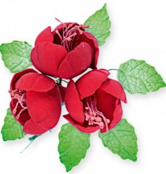 Gumpaste Flowers - Red flowers with leaves