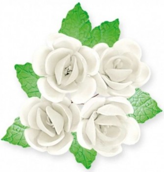 Gumpaste Flowers - White flowers with leaves