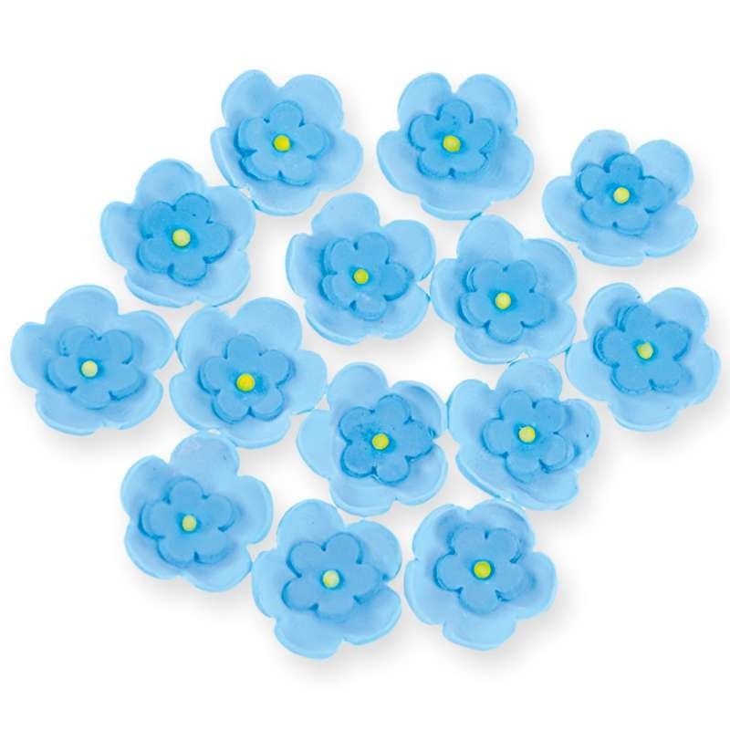 Fleurs en Pastillage Doubles Bleues