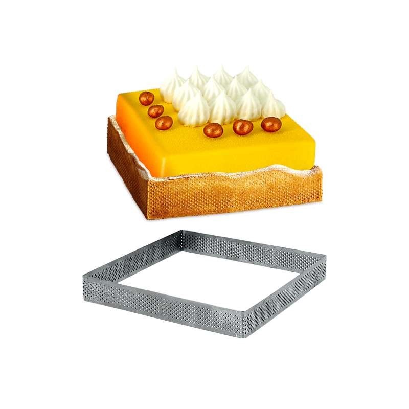 Carré Inox Pâtisserie 16cm Micro-Perforé ht.2cm