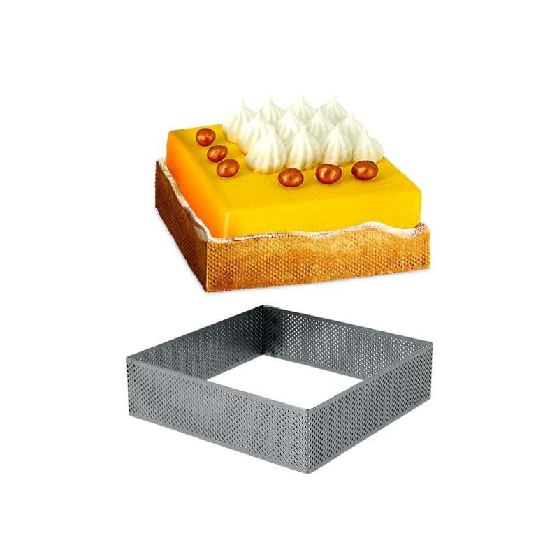 Carré Inox Pâtisserie 16cm Micro-Perforé ht.3.5cm