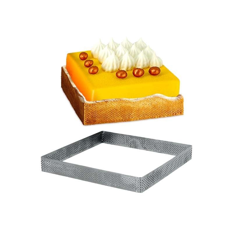 Carré Inox Pâtisserie 18cm Micro-Perforé ht.2cm