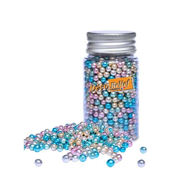 Perles Perles argentées intérieur sucre - 80g - Ø 6-7 mm - 80g - Ø 4-5 mm