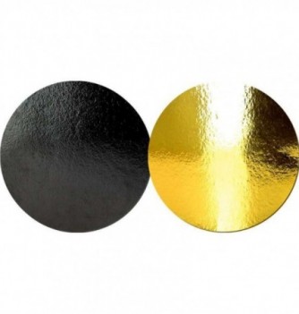 Support Gâteau Carton Rond Or/Noir 20cm