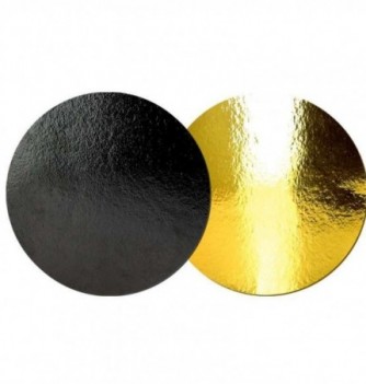 x10 Gold/Black Round Carboard Cake Base (22cm)