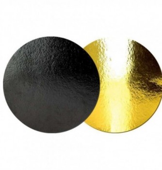 x10 Gold/Black Round Carboard Cake Base (24cm)