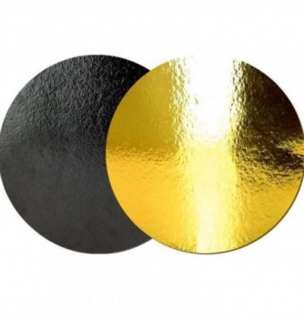 x10 Gold/Black Round Carboard Cake Base (26cm)