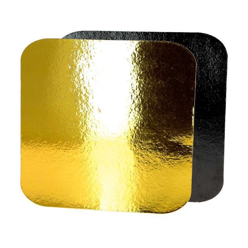 x10 Gold/Black Square Cardboard Cake Base (20x20cm)
