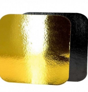 x10 Gold/Black Square Cardboard Cake Base (24x24cm)