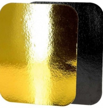 x10 Gold/Black Rectangular Cardboard Cake Base (40x30 cm)