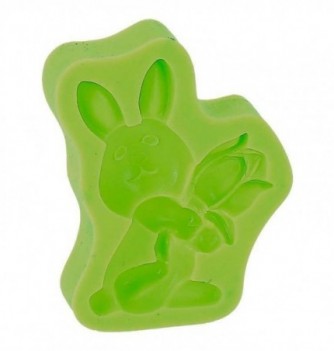 Silicone Mould - Rabbit with Flowers (6.5x4.5cm)
