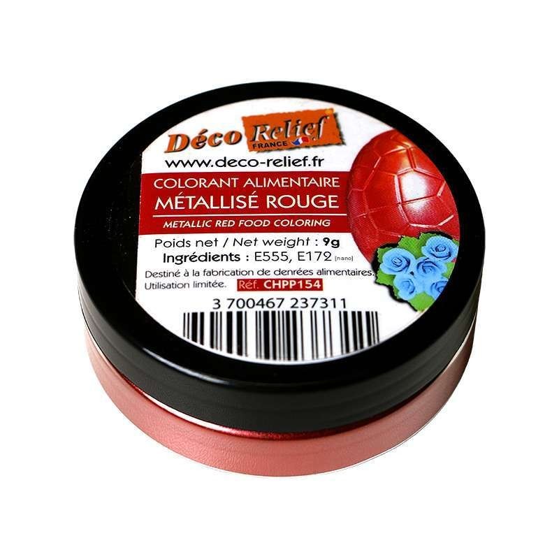 Colorant Alimentaire Métallisé en Poudre - Rouge - 9g