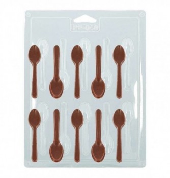 Plastic Plate for Chocolate - Spoons x 10 8cm