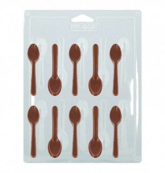 Chocolate Friture Thermoformed Mould - Spoons x 10 8cm