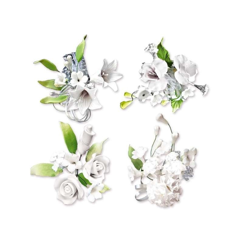 Bouquet de Fleur en Pastillage Assortiment Blanche