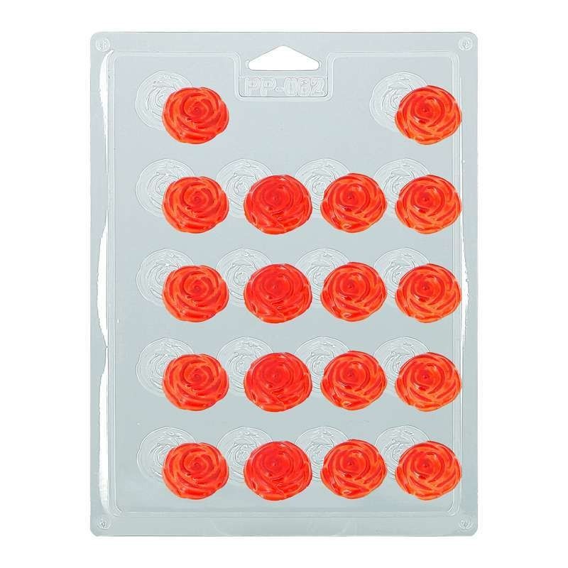Chocolate Friture Thermoformed Mould - Roses x 18 diam. 3cm