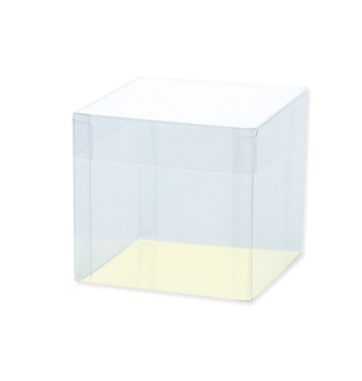 Boite Pâtisserie Cube en PVC avec Carton Or 78mm