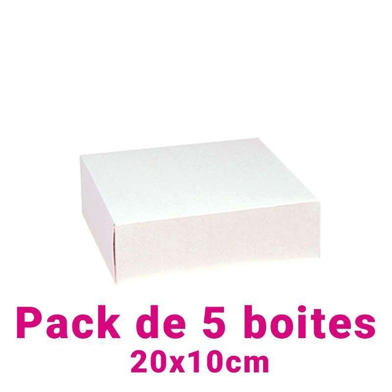 Lot de 5 boites pâtissières carrées blc 20x10cm