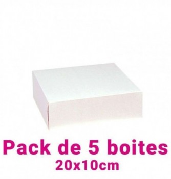 Lot de 5 boites pâtissières carrées blc 20x10cm