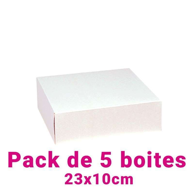 Lot de 5 boites pâtissières carrées blc 23x10cm