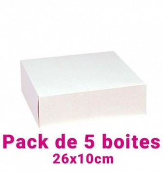 Lot de 5 boites pâtissières carrées blc 26x10cm