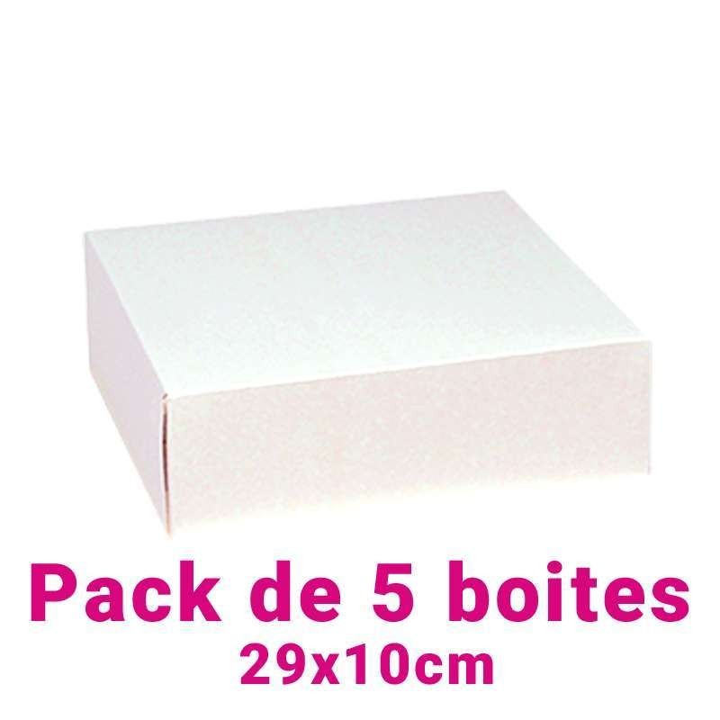 Lot de 5 boites pâtissières carrées blc 29x10cm