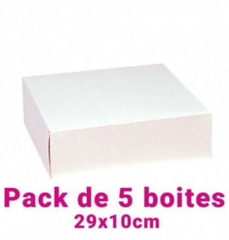 Set of 5 White Square Pastry Boxes (29x10cm)