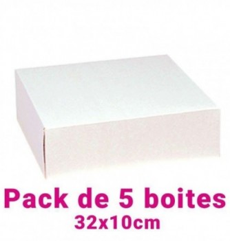 Lot de 5 boites pâtissières carrées blc 32x10cm