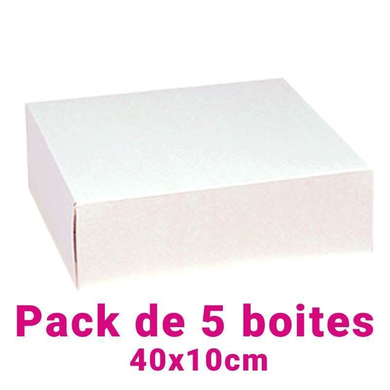 Lot de 5 boites pâtissières carrées blc 40x10cm