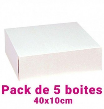 Set of 5 White Square Pastry Boxes (40x10cm)