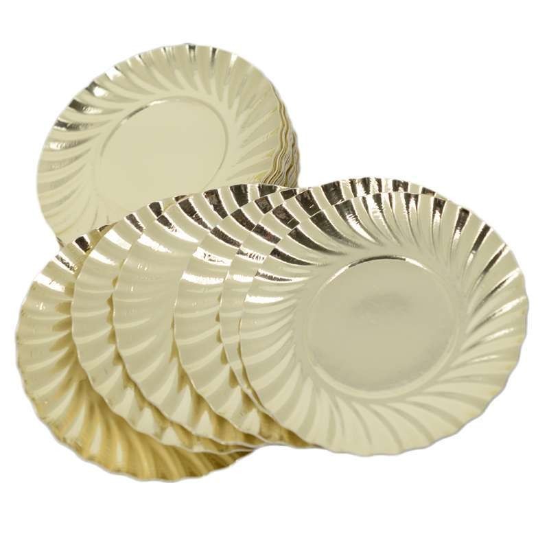 40 Cardboard Plates Gold/White