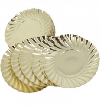 40 Cardboard Plates Gold/White